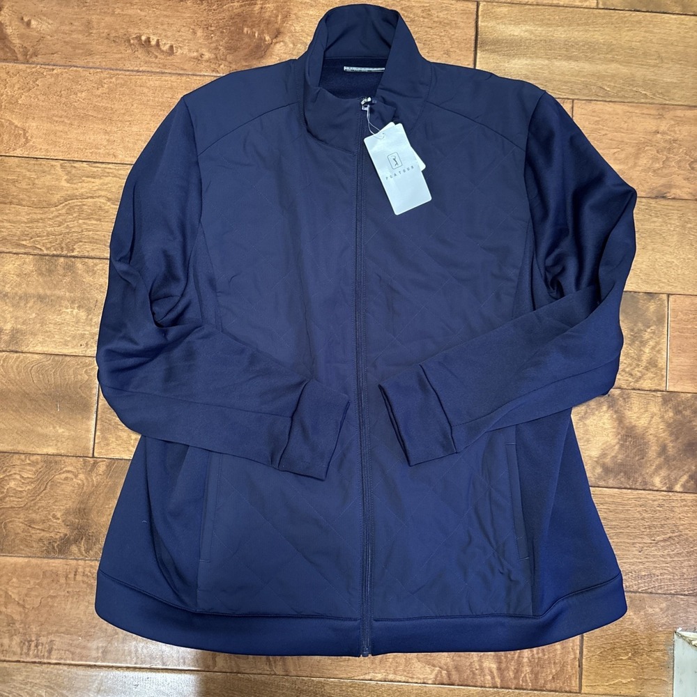 PGA TOUR Women's Golf Jacket Quilted Full Zip Sz XXL Blue UPF 50 Performance NEW - Picture 2 of 8